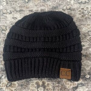 C.C Beanie Tail Black Knit Hat